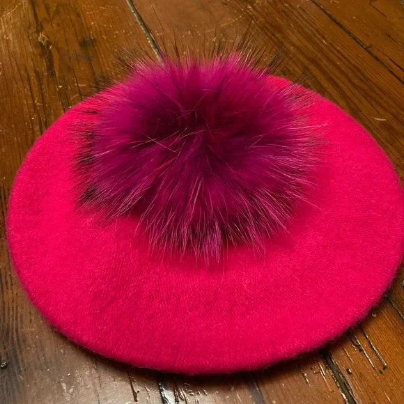 Accessories | Pink Beret With Pink Pompom | Poshmark display picture 1